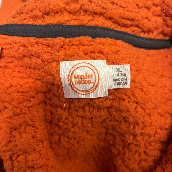 Wonder Nation three-quarter zip Sherpa jacket, extra large, orange and gray. - Picture 4 of 9